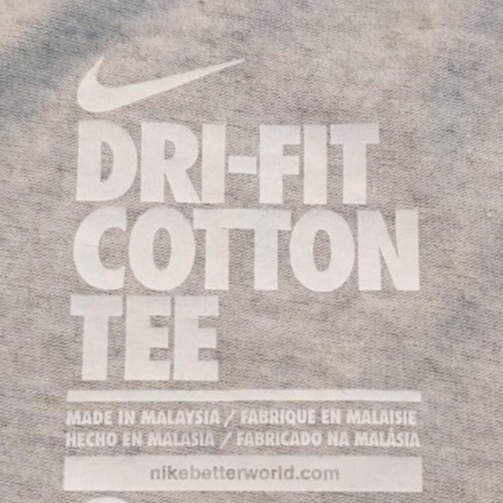 Nike Dri Fit Cotton Tee XL Gray Short Sleeves Crew Neck Swoosh Logo - Picture 2 of 7